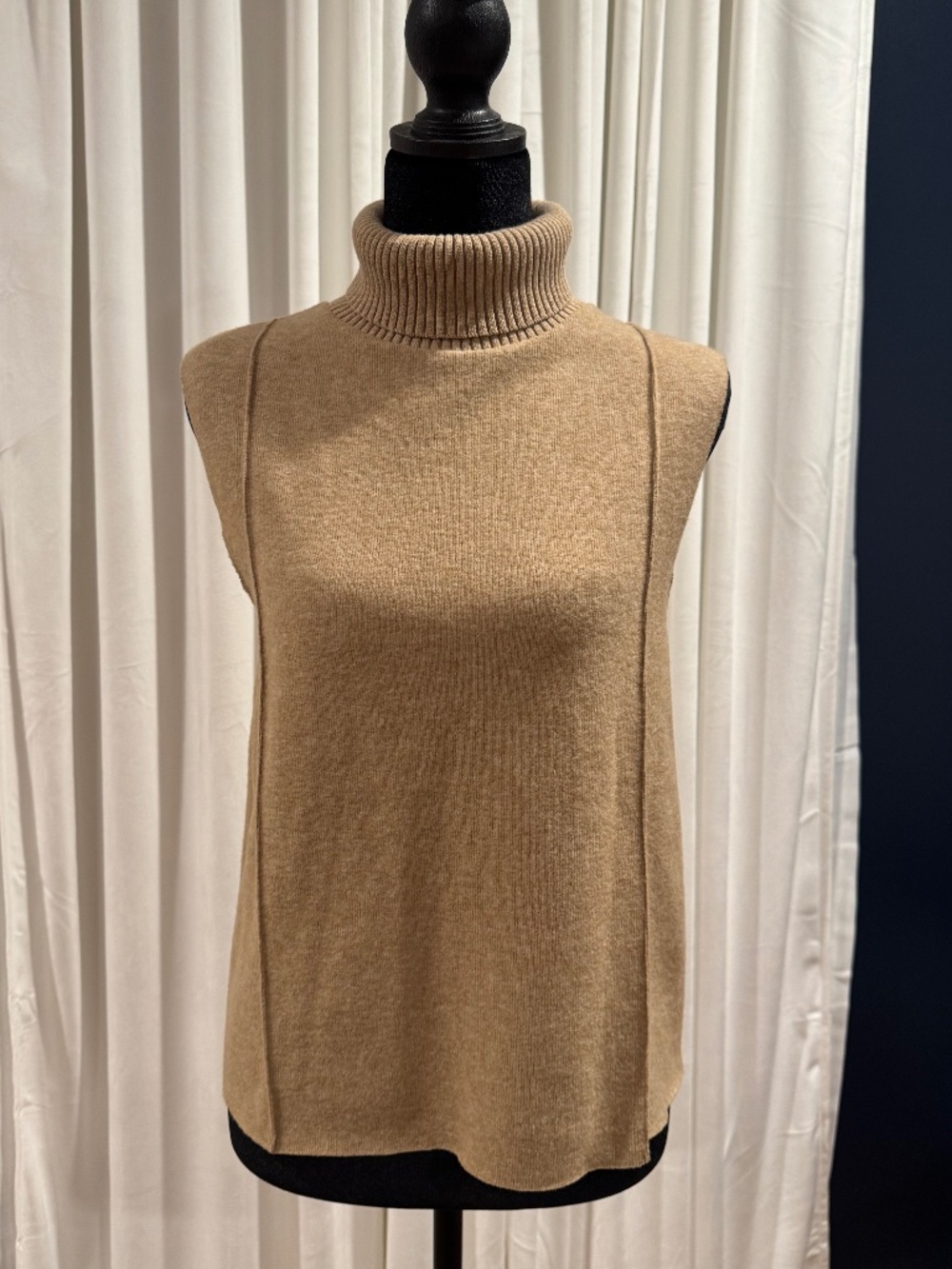 Zara  sleeveless beige turtleneck sweater tunic